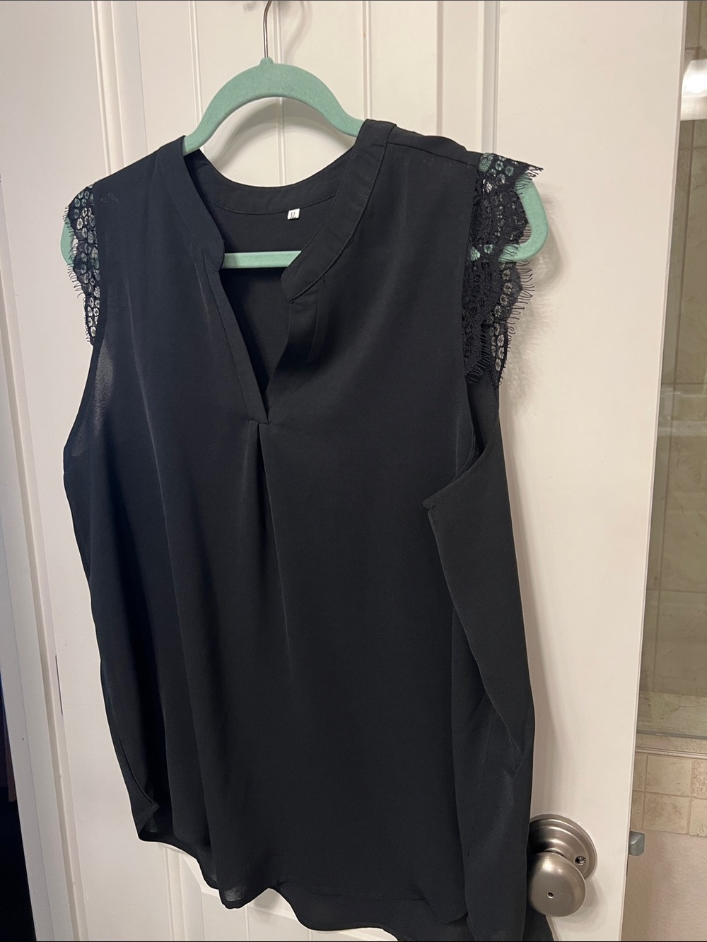 Black Lace Sleeve Women's Blouse - Classic Work & Evening Top